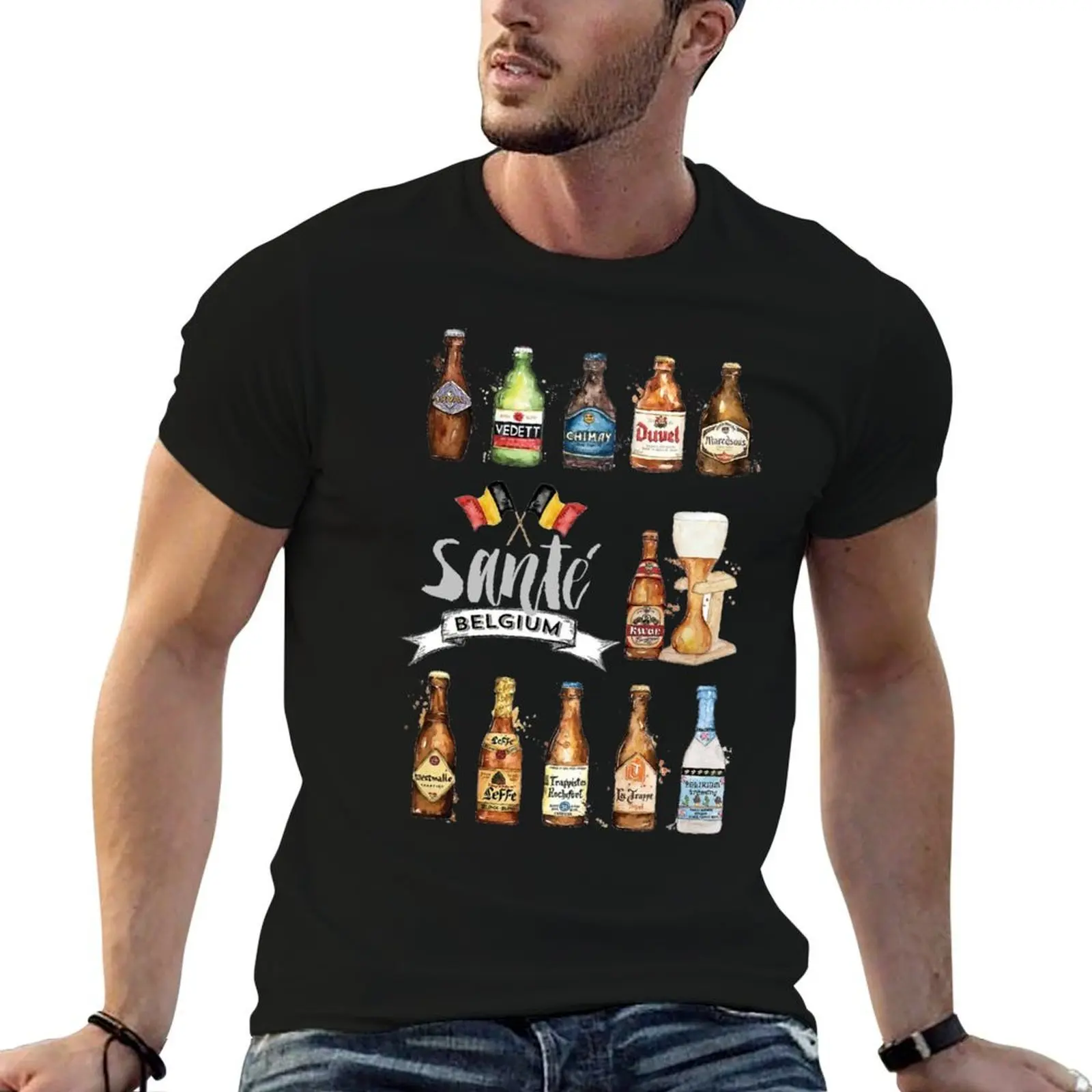 Belgian Beers watercolor art print illustration artwork painting T-Shirt t shirt man designer T-Shirt