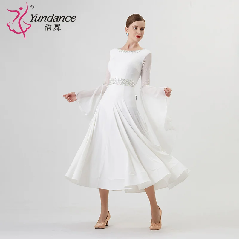 M-22108 New Women Modern Dance Rhinestone Color Diversity Dress Ballroom National Standard Waltz Competition Performance