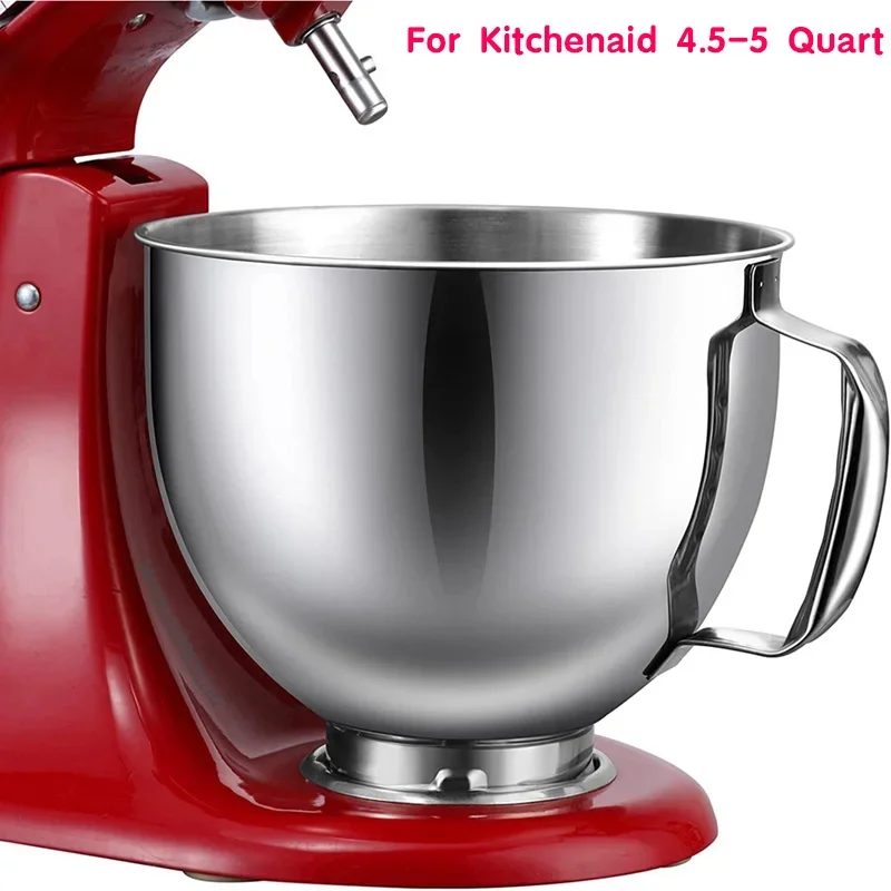 1 Piece Stainless Steel Mixer Bowl For Kitchenaid Classic&Artisan Series 4.5-5 Quart Tilt Head Stand Mixer Bowl Dishwasher Safe