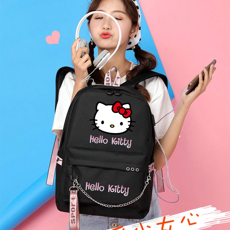 Kawaii Sanrio Hello Kitty Student Schoolbag Girl Boy Cartoon Backpacks for Children Toy Mochila Escolar Back To School Backpack