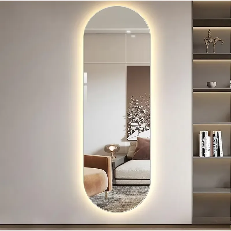 Wholesale Custom Large Oval Smart Anti-Fog LED Floor Mirror Full Length Glass for Hairdressing Bathroom Home Decor