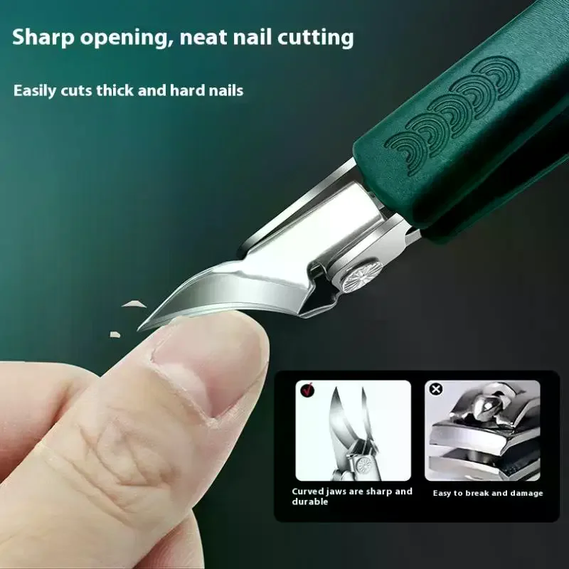 Nail Clipper Pointed Super Slanted Clippers Anti-splash Thick Toenail Pliers Scissors Care Tools