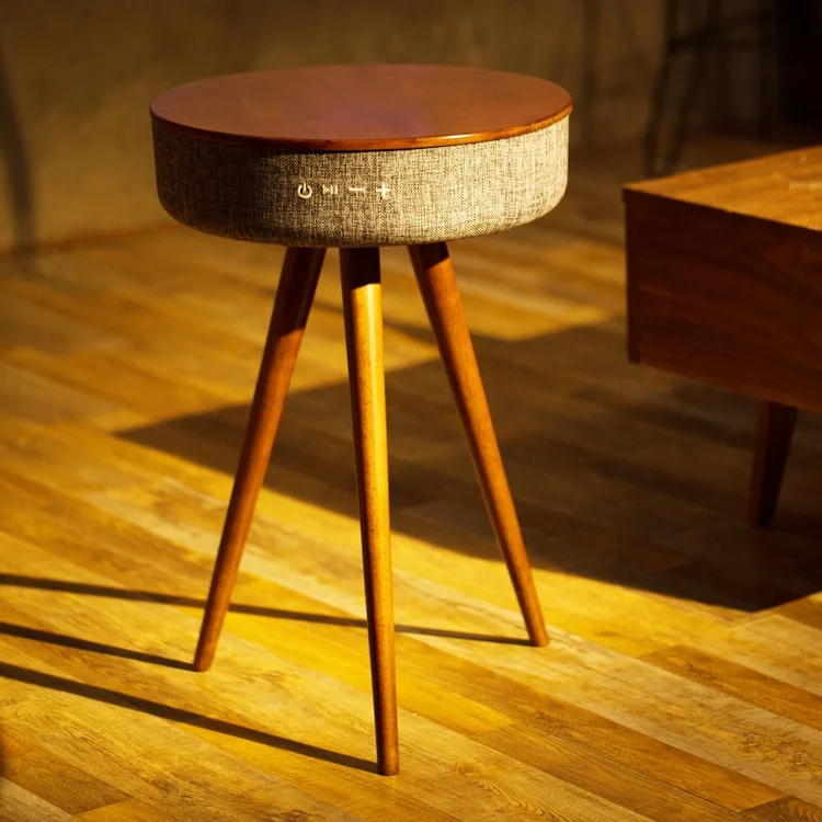 سماعات بلوتوث محمولة للطاولة الخشبية TWS QI شاحن لاسلكي منافذ USB مزدوجة مكبر صوت لطاولة القهوة مع بطارية مدمجة 6600 مللي أمبير في الساعة #5