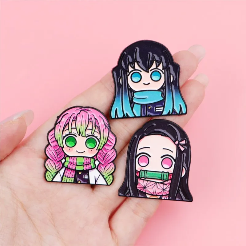 Cute Q Version Kimono Cartoon Character Enamel Pins Anime Figure Lapel Brooch Backpack Hat Clothes Daily Outfit Decor Badges view 6