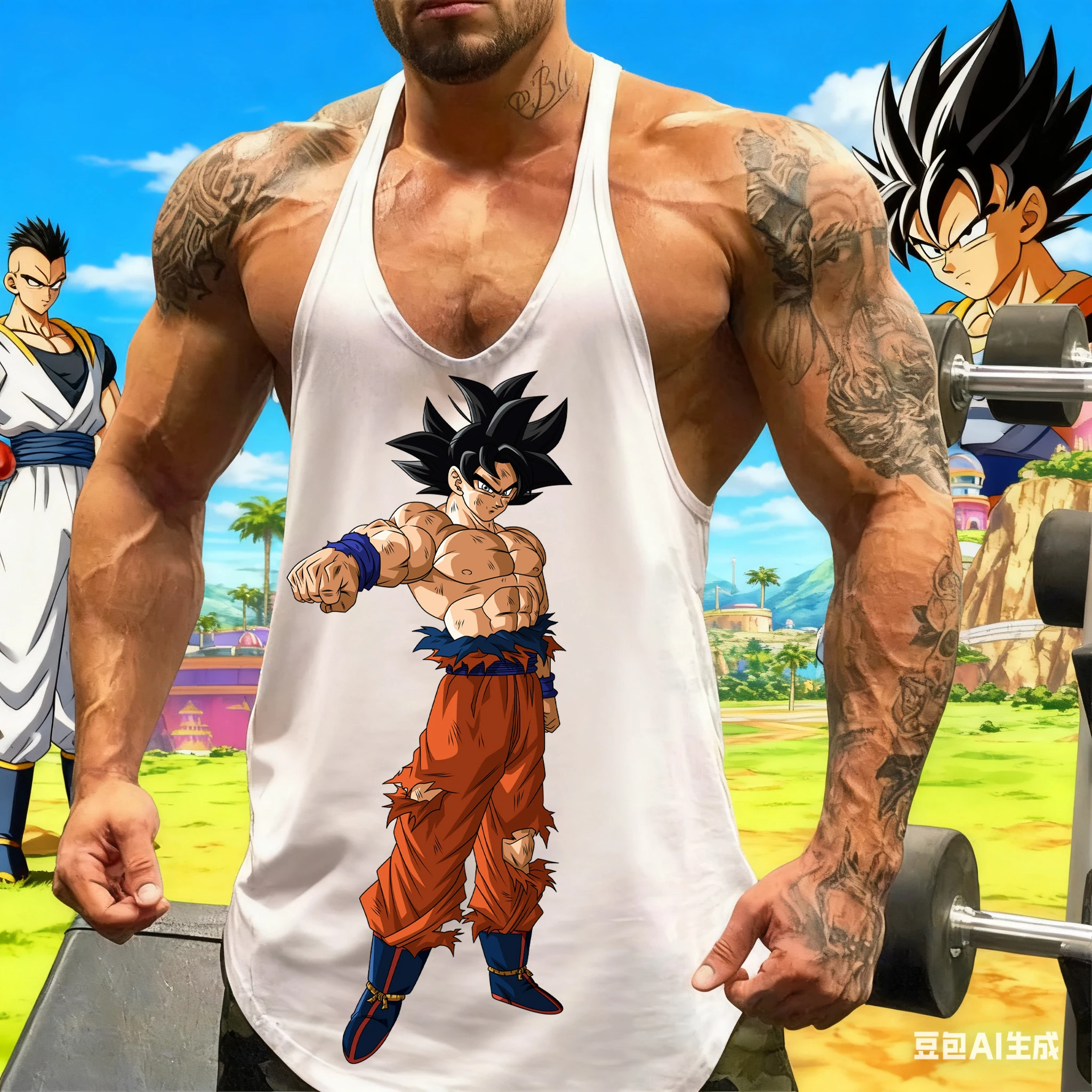 

Popular Anime Dragon Ball Wukong Element Pattern Printing 2025Summer New Hot Selling Men's Gym Sports Cotton Sleeveless Tank Top