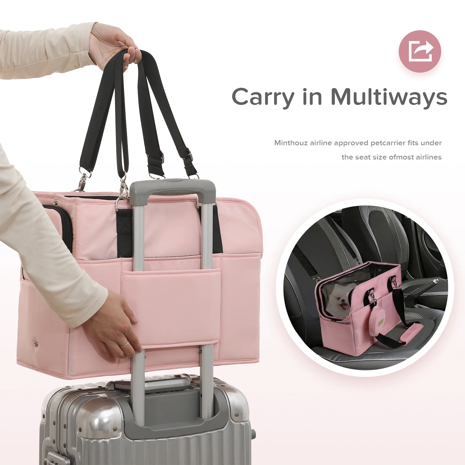 Imagem -05 - Pacote de Portador com Forro Removível Detém para Gatos e Cães Pequenos Pet Corssbody Bolsa Carry on Handbag Outgoing Travel