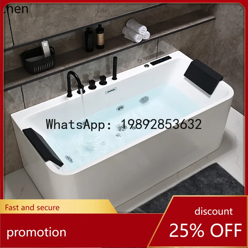 YFY Thickened Bathtub Constant Temperature Heating Massage Bathtub Freestanding Three-Group Side 1.3- 1.8m Double Home Bathtub