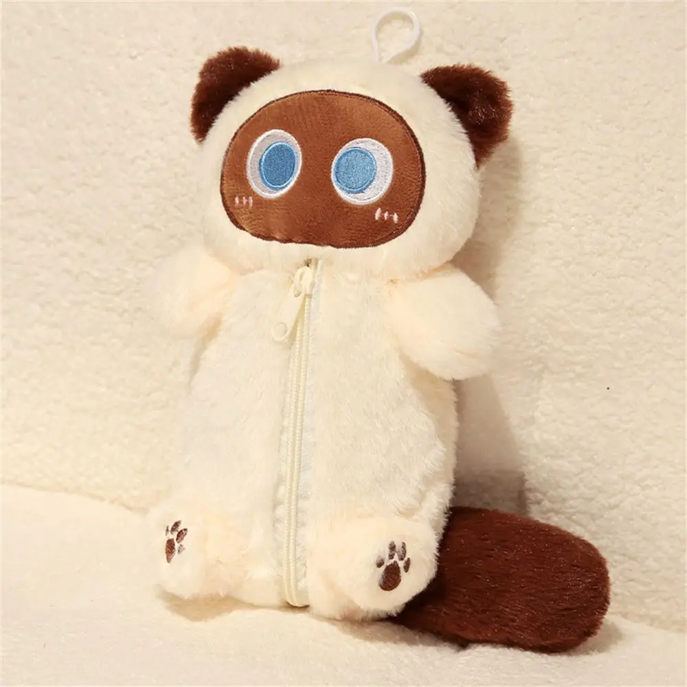 Сиамский плюшевый пенал с котом, чучело, большая вместительная сумка для канцелярских принадлежностей, мультяшная кукла, милый дизайн, сумка-карандаш с котом, обучающая