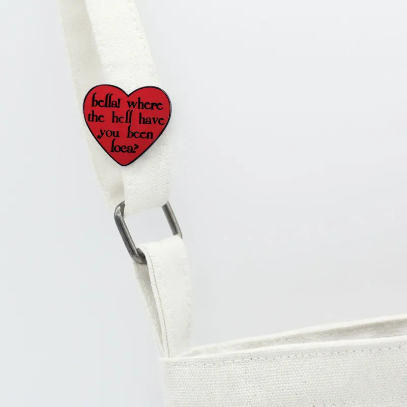 Bella Where The Hell You Been Loca Brooch Red Heart Enamel Pin Twilight New Moon Movie Jacob Black Funny Meme Jewelry view 6
