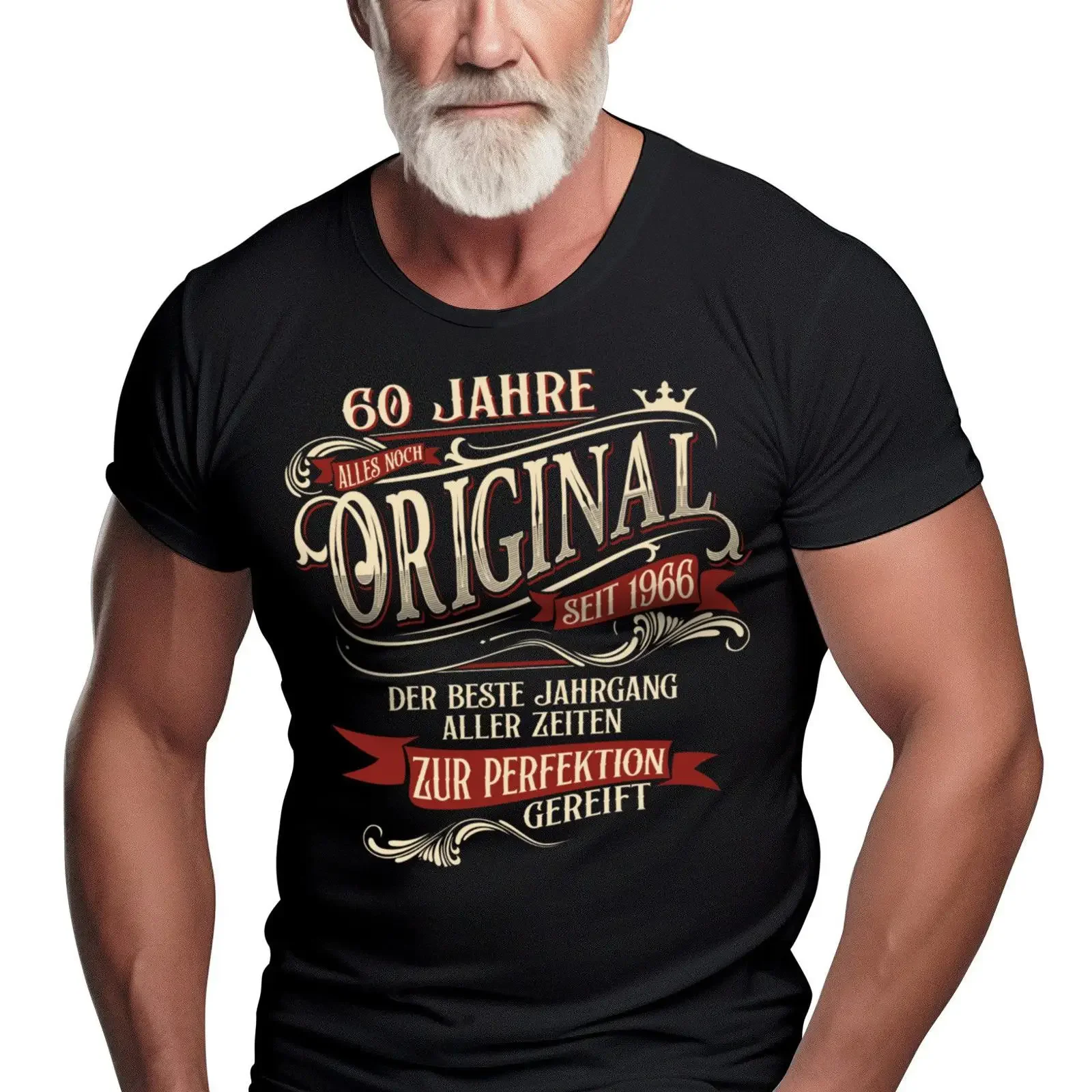 Camiseta LOBO NEGRO como regalo para el 60.º cumpleaños, perfeccionada desde 1966, estilo vintage, lavada, informal, elástica, unisex