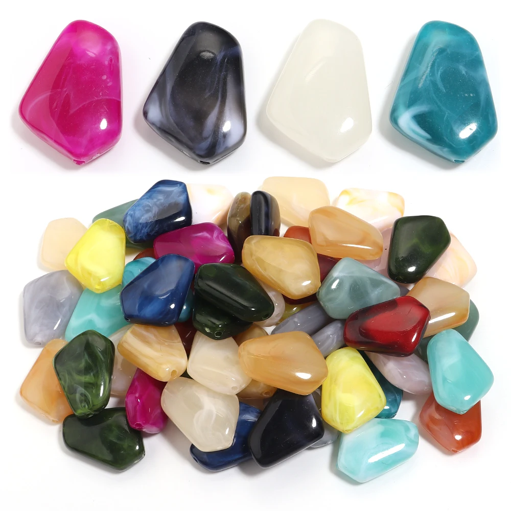 

20-210pcs 25x18mm Irregular Acrylic Beads Dual Color Stone Shape Loose Spacer Beads for DIY Jewelry Making Bracelet Accessories