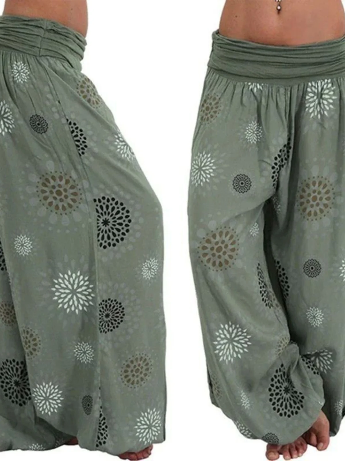 

Casual High Waist Printed Harren Pants Comfortable Retro Sle Commute Faion Women's Casual Trousers High Waist Harren Pants