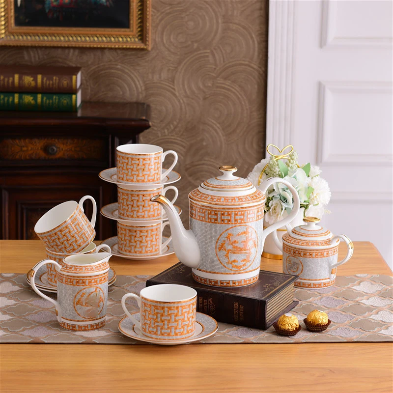 

Hot Seller of Kitchen Supplies Luxury Cutlery Plates 6 Person Mosaic Coffee Set Dinnerware Set