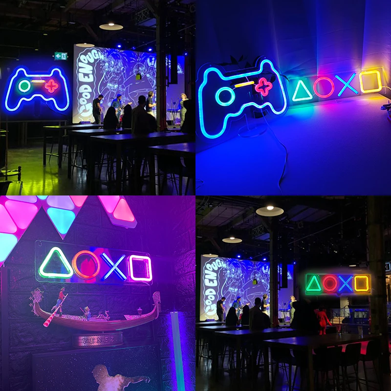 LED Neon Wall Mounted Mood Night Light Room Tabletop Neon Light Game Icon PS4 Game Room Bar Decoration Birthday Gift USB-operate