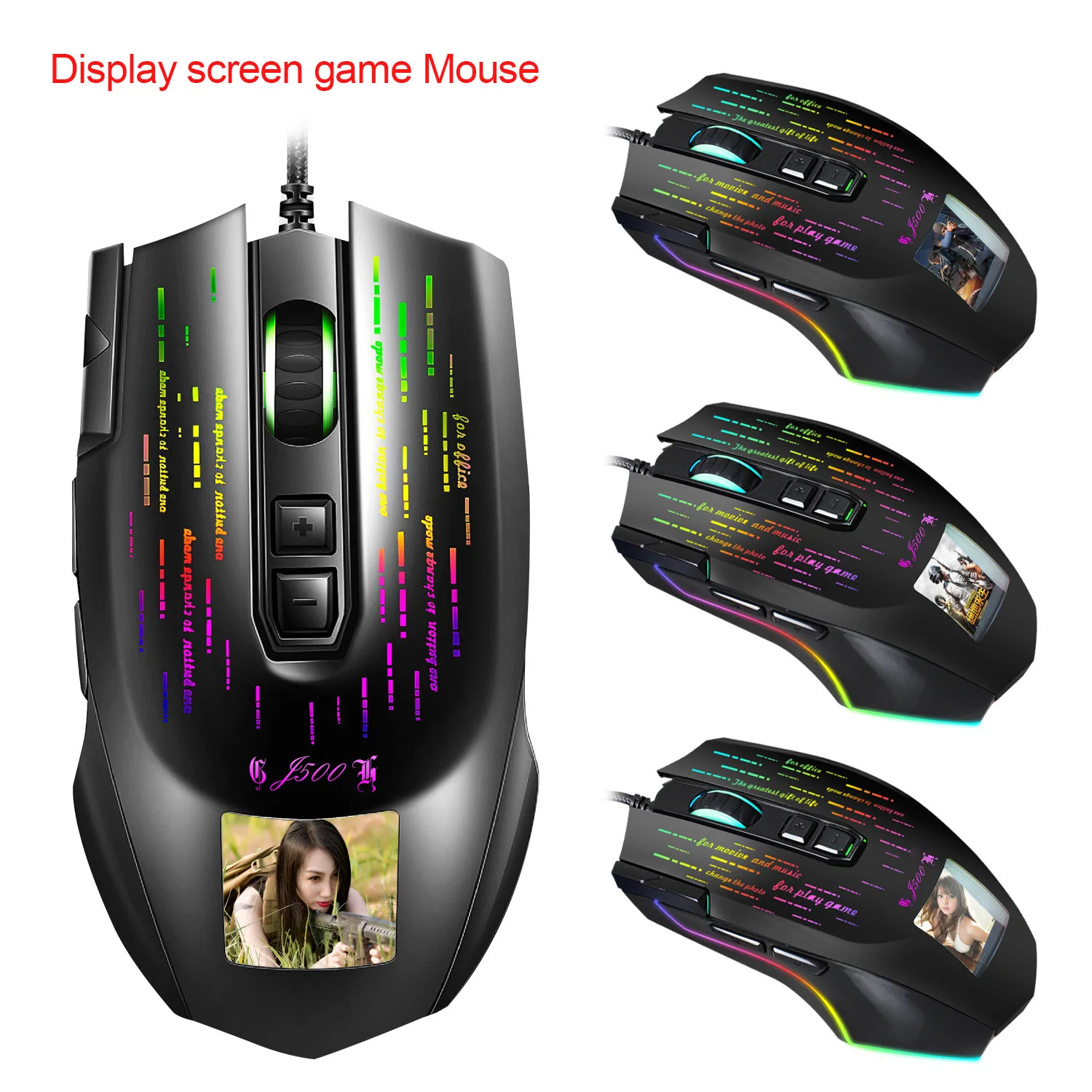 

New Display Screen Gamer Mouse Macro 10000DPI 7 Button Ergonomic Wired Esports Mause With RGB backlight For Laptop PC Notebook