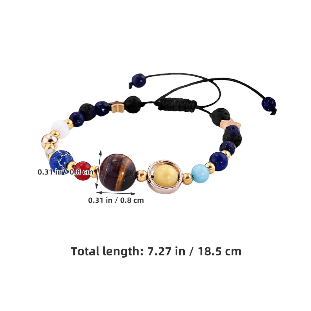 2Pcs Eight Planets Bracelet Natural Stone Beads Solar System Jewelry for Women Universe Themed Bracelet Daily Party