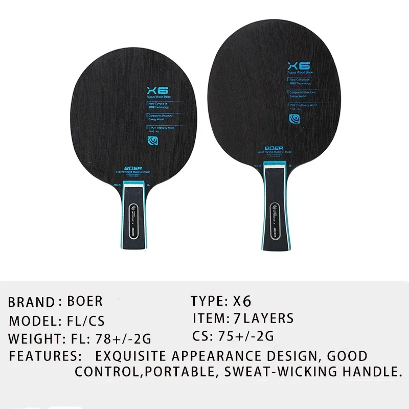 

X6 Table Tennis Racket Blade Short Long Handle ITTF Approved Ping Pong Paddle For Training Competition Outdoor Sports