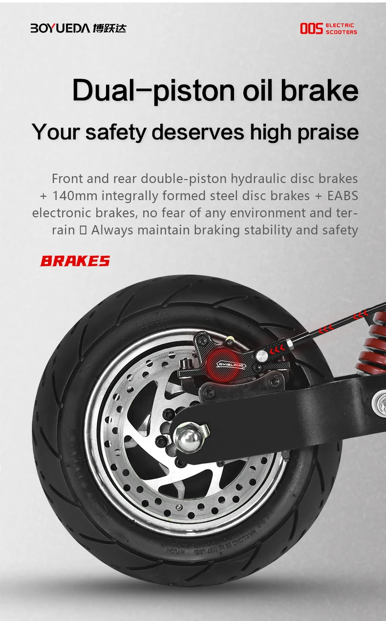 BOYUEDA Q7PRO Dual Motor 52V19AH Elektroroller, faltbar, 10 Zoll, High-End All-Terrain Elektroroller – Detail 6