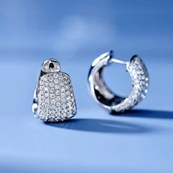 Huitan Small Circle Earrings with Bling Cubic Zirconia Silver Color Fashion Women Hoop Earrings Daily Wear Temperament Jewelry