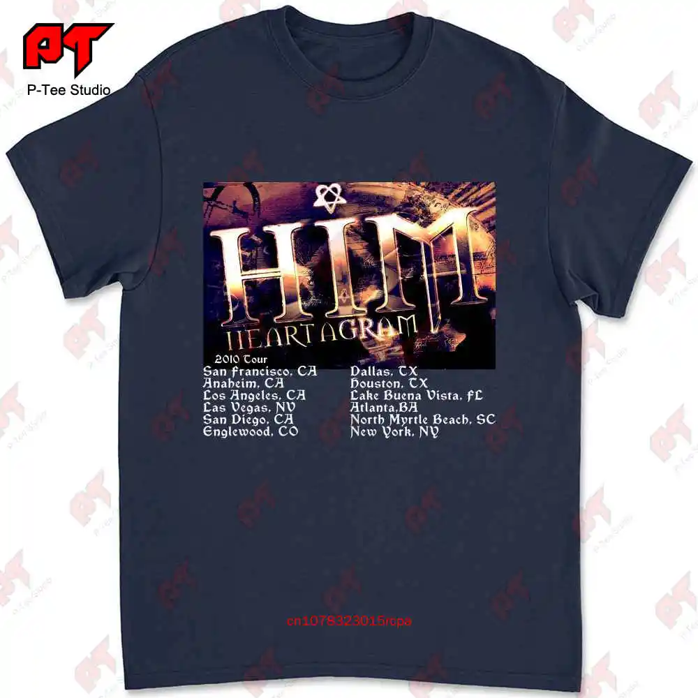 His Infernal Majesty Him Heartagram Adult 2010 Tour Ville Valo T-shirt MX1I