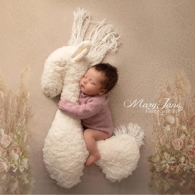 Newborn Baby Photography Props Horse Posing Blanket Filler Cute Horse Plush Doll Backdrops Photo Studio Photography Mat Cushion