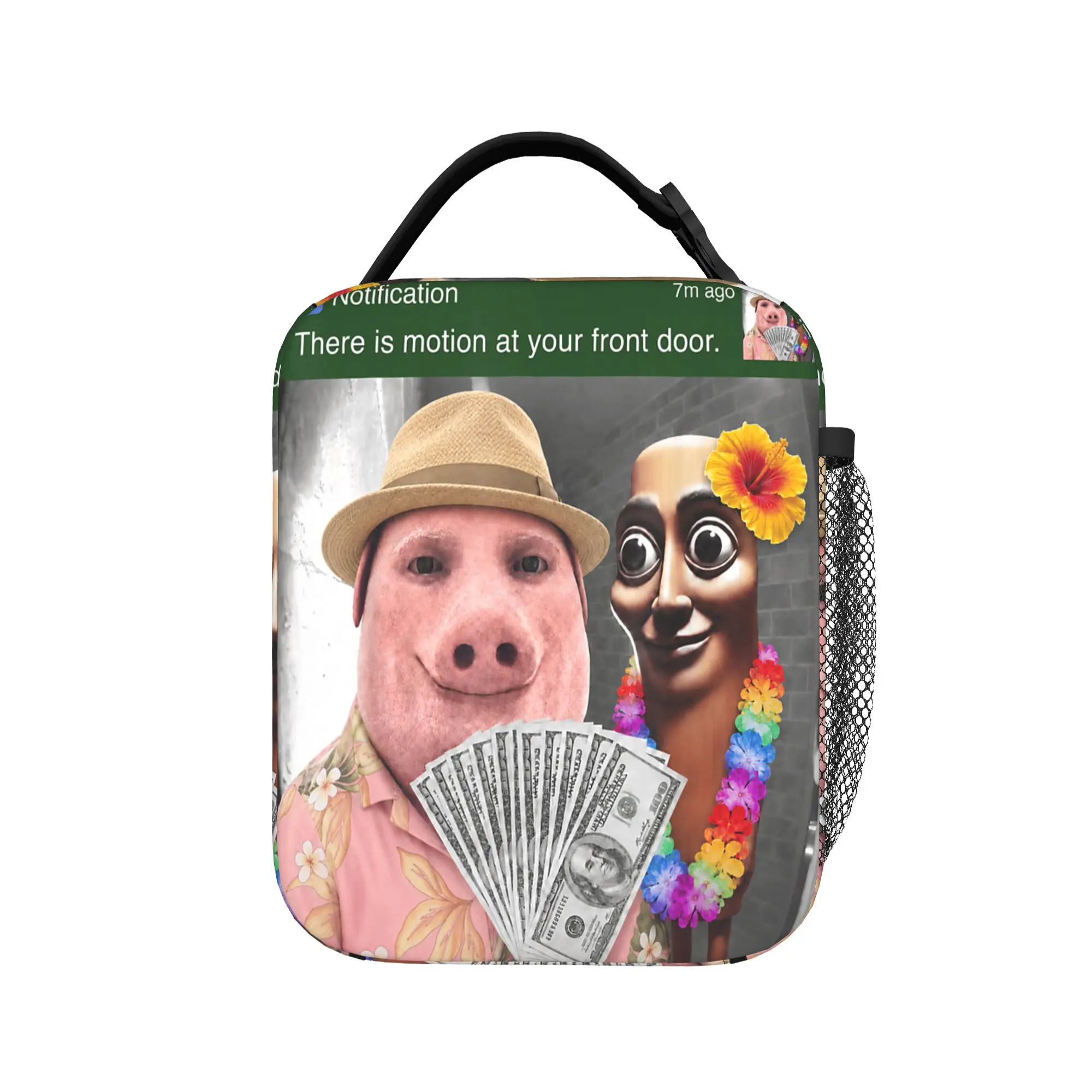 There is Motion at Your Front Door Tung Tung Tung Sahur Lunch Bag For Men  Graphic Lunch Box Kawaii Travel Cooler Bag