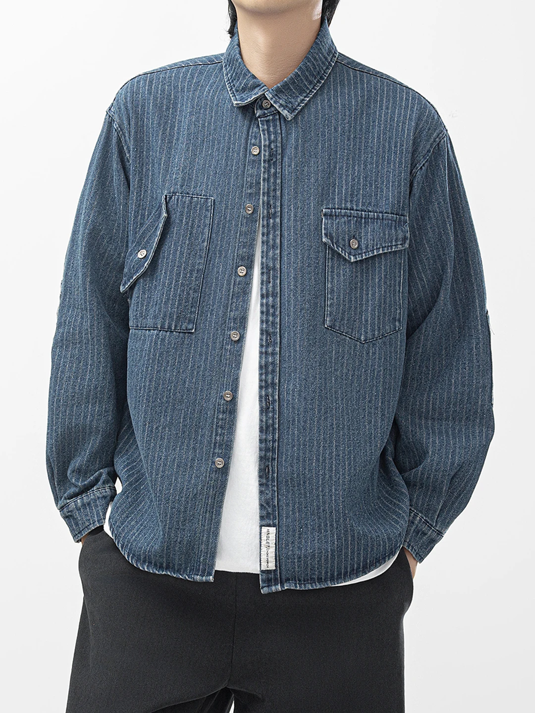 

Мужская джинсовая куртка Waed Stripe Denim, весна-осень, в японском ретро-стиле, с высоким воротником, рабочая одежда, свободный крой, повседневный американский стиль