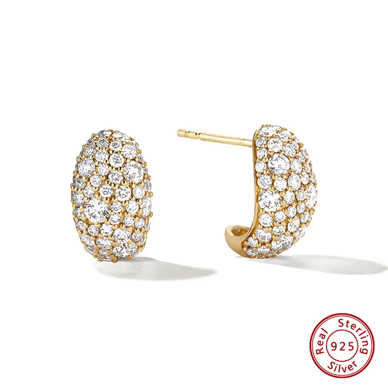 

Earrings 925 Sterling Silver Original Certificate Zircon Boat Shape Earrings For Women Fashion Free Shipping Fine Jewelry