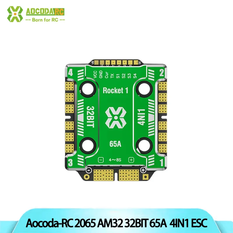 

Aocoda-RC 2065 AM32 32Bit 65A 4-IN-1 ESC 4-8S 20X20MM Integrated Ammeter DSHOT150/300/600/1200/MultiShotOneShot/PWM For Drone