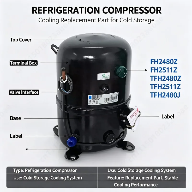 Refrigeration Compressor for Cold Storage, FH2480Z FH2511Z TFH2480Z TFH2511Z TFH2480J Cooling Replacement Part