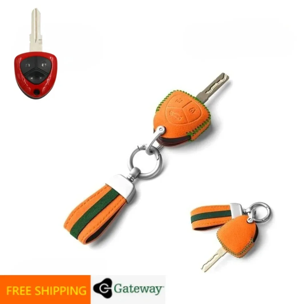 

Suede Leather Car Smart Key Fob Case Cover Holder Bag with Keychain For Ferrari 458 Italia California 612 599 GT