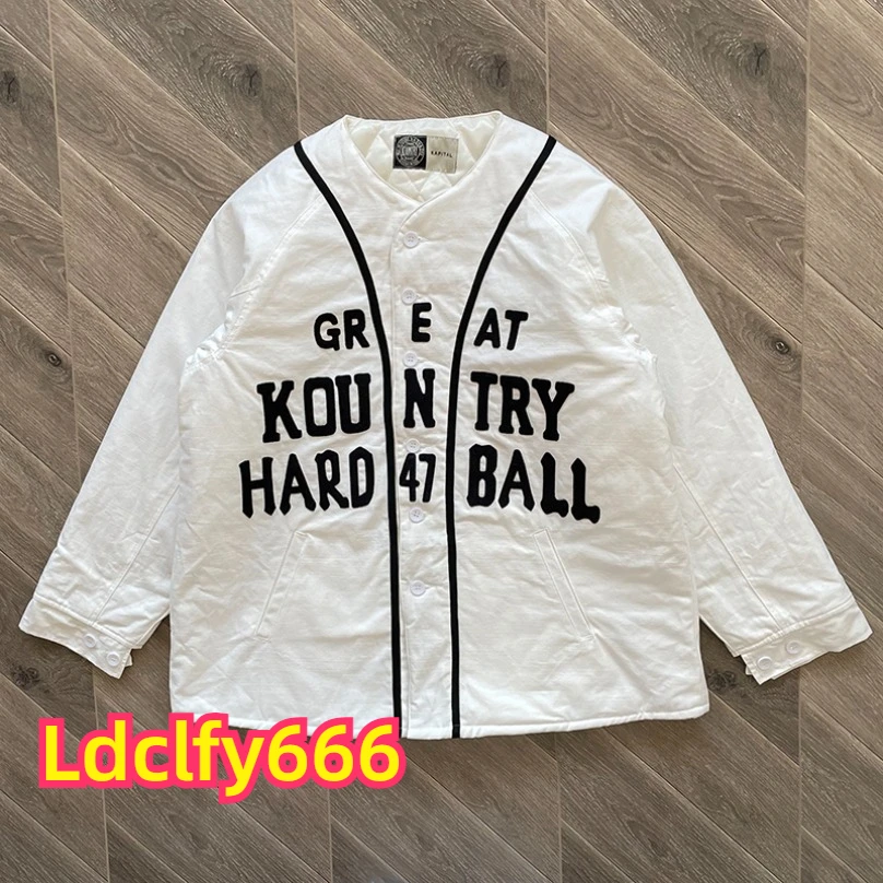 

White Kapital Koutry Cotton Linen Canvas Baseball Jacket Japanese Style Outwear Jacket Single-breasted Tops for Men Women