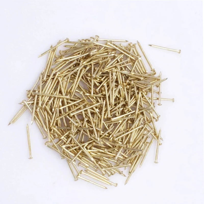 280pcs Assorted Galvanized Flat Head Steel Nails DIY Fasteners Hardware Kit Golden Finish with Plastic Storage Box for Woodwork