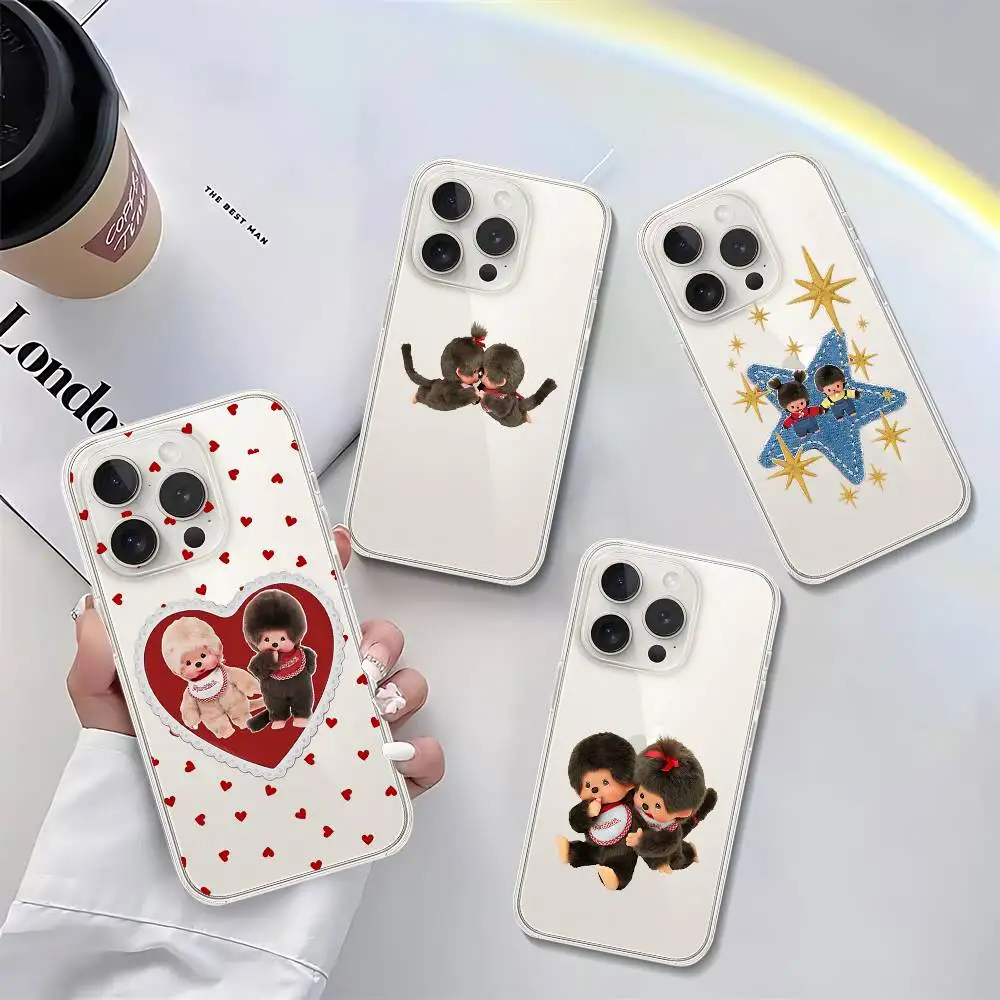 

Cute M-Monchhichis Phone Case Soft Transparent Case For IPhone 17 16 15 14 13 12 11 Pro Max Mini Plus Shockproof Cover Case