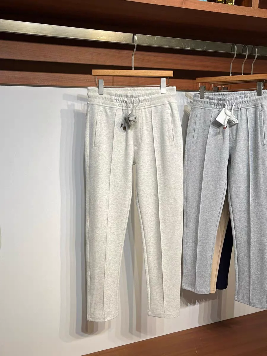 

Simple Straight Leg Casual Pants Men's Early Autumn No Logo Luxury Sle Comfortable Elastic Waist Neutral Everyday Wear