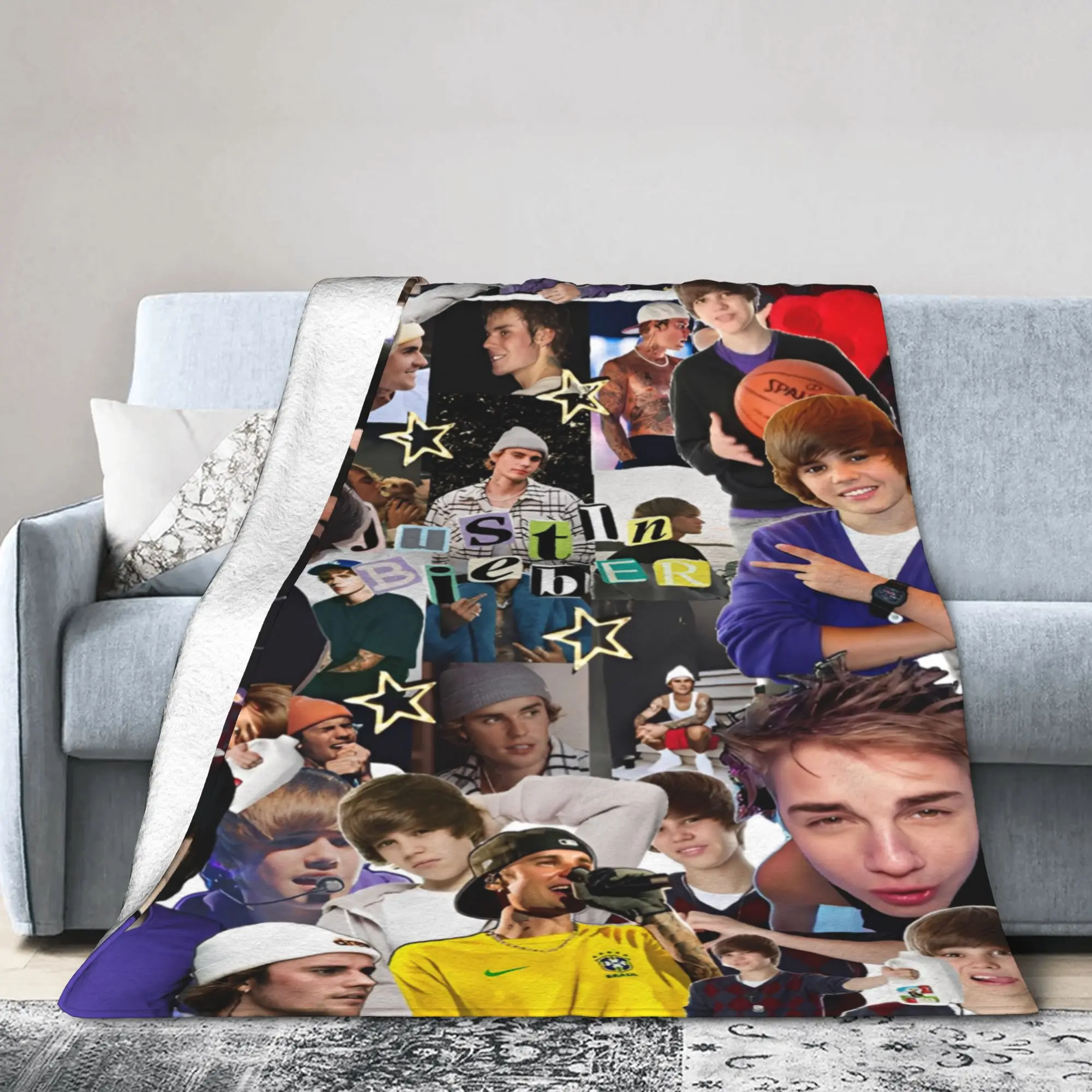 

justin bieber pop singer Blanket Super Soft Flannel Novelty Present Throw Blankets Plush Thin Quilt