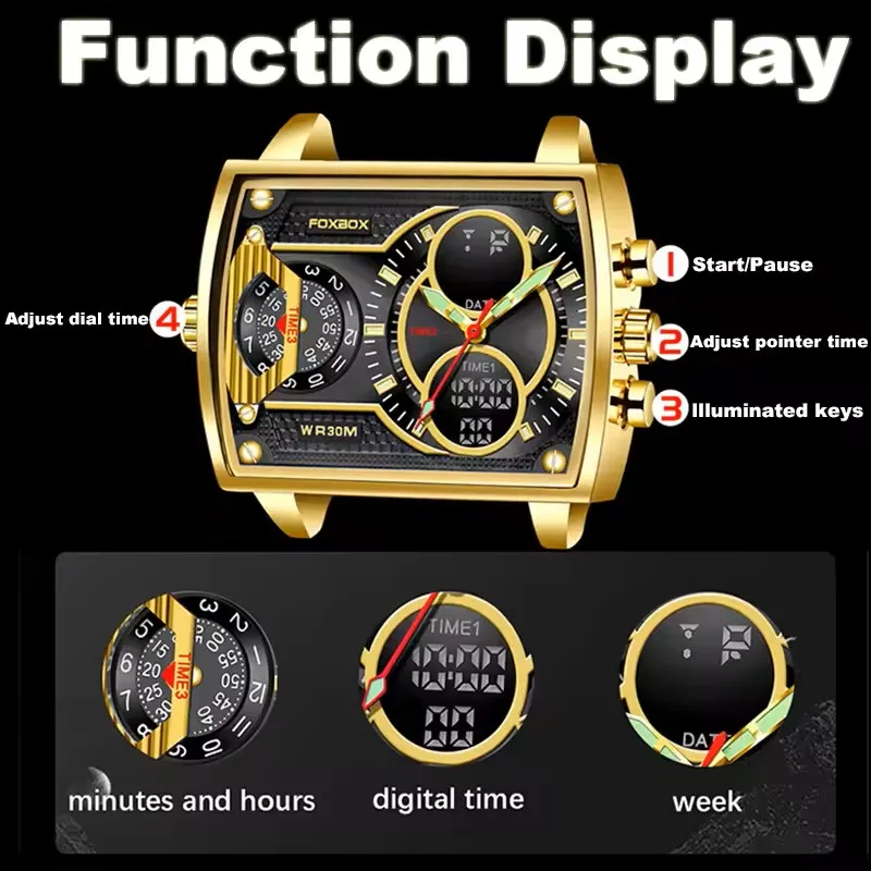 LIGE Men Watch FOXBOX Fashion Military Sport Waterproof Watches For Men Top Brand Luxury Digital Chronograph Relogio Masculino