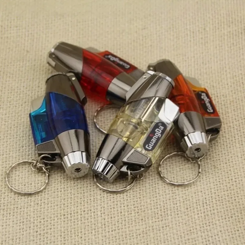 Outdoor Windproof Butane Gas Lighter Transparent Body Blue Jet Flame Turbo Torch Portable Cigar Lighter Personalized Men's Gift view 4
