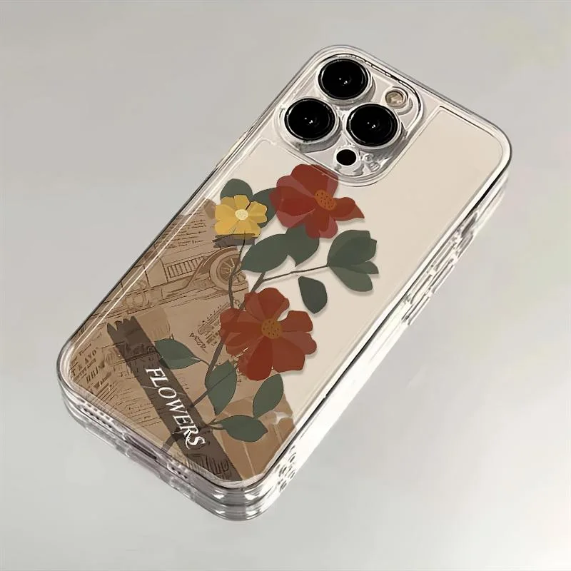 

Чехол для телефона с цветочным рисунком в стиле ретро для iPhone 16, 15, 14, 13, 12, 11, Pro/Max/Plus, противоударная задняя крышка с защитой от отпечатков пальцев