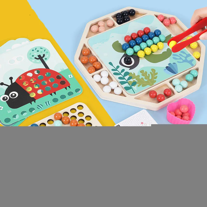 NUOVO cucchiaio educativo in legno Montessori in legno giocattoli precoci clip gioco di perline esercizio per bambini utilizzando puzzle di allenamento regali per bambini