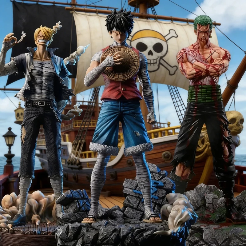 30cm One Piece Anime Figure Luffy Roronoa Zoro Vinsmoke Sanji Stand Posture Pvc Statue Action Figurine Model Collection Toy Gift