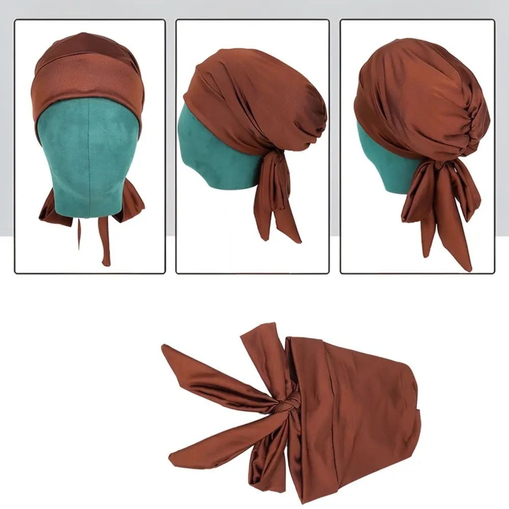 Breathable Turban Hat For Musily Women Elastic Long Tail Bowknot Cap Soft Polyester Comfortable Daily Headwrap Beanie
