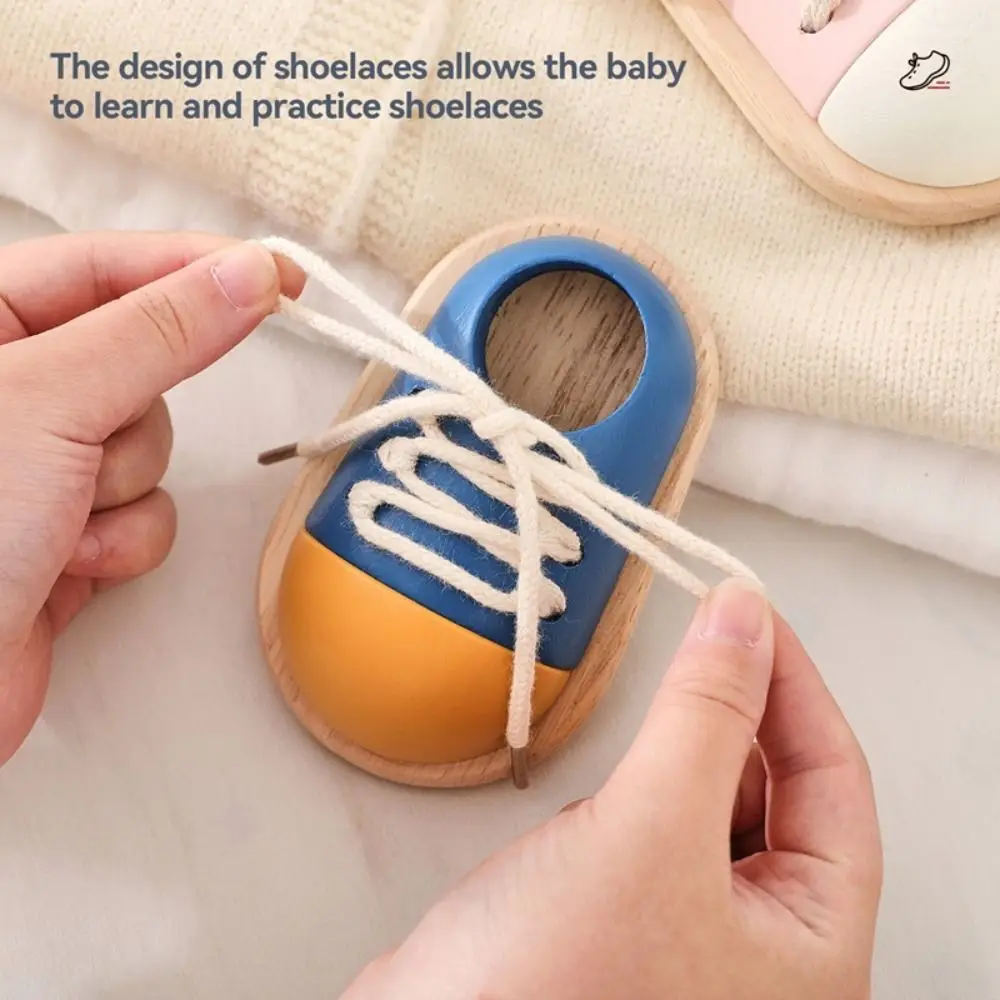 Wearing Shoelaces Shoelace Threading Toy Montessori Life Skill Fine Motor Skills Toy Button Wooden Early Educational Toy Boys