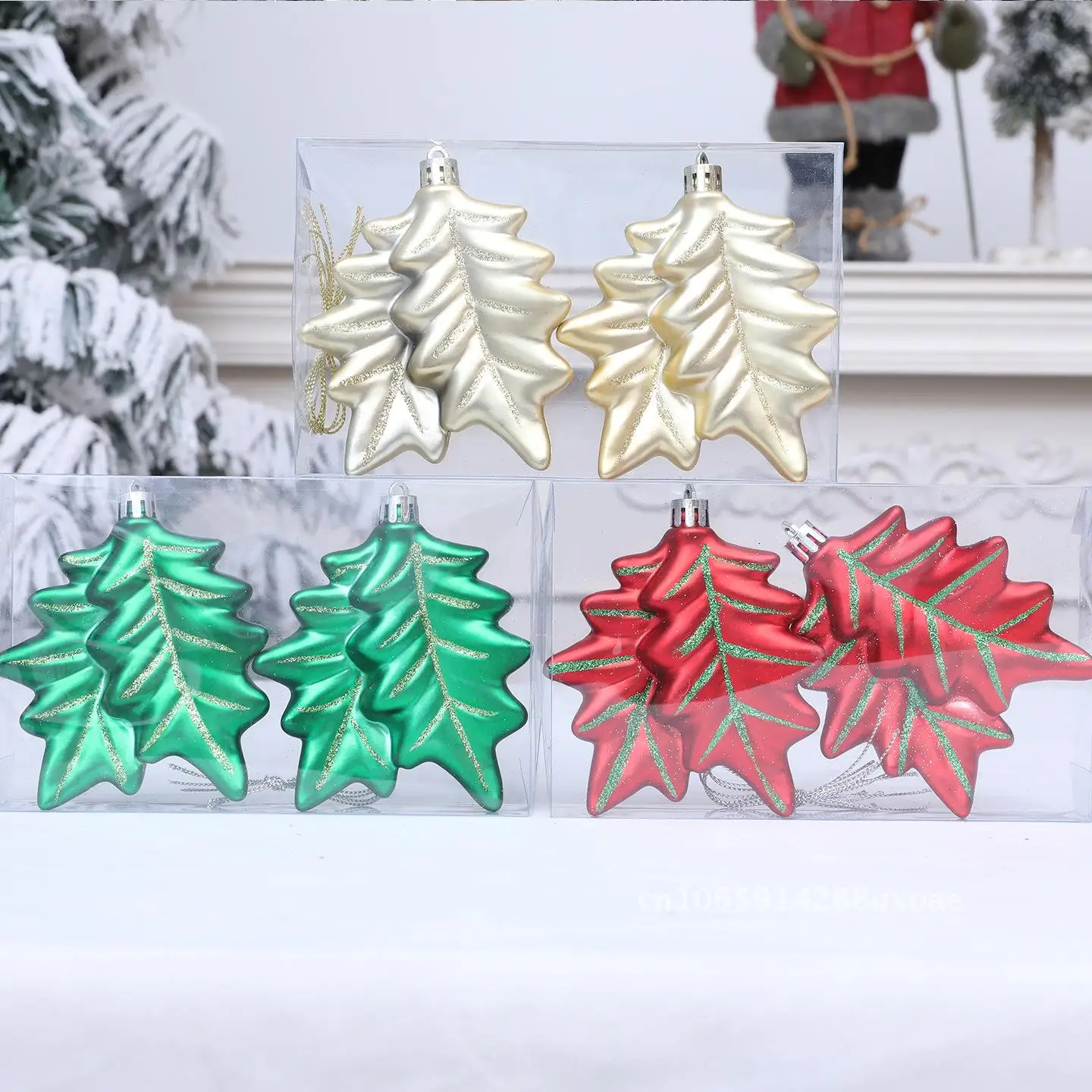 

Christmas New Plastic Multicolor Leaves Christmas Tree Pendant suit Creative Decorative Arrangement