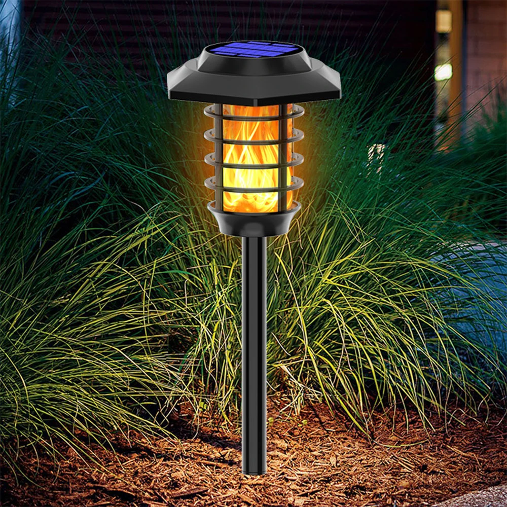 

2 IN 1 LED Solar Flame Torch Lamp Outdoor Solar Garden Light Flame/White Light Waterproof Lamp Courtyard Path Lawn Spotlight