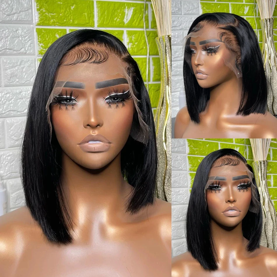 Bone Straight Nartual Bob Wig Hd 13x4 Lace Front Human Hair Wig For Black Women Transparent Frontal Straight Wig 10 12 14 Inch