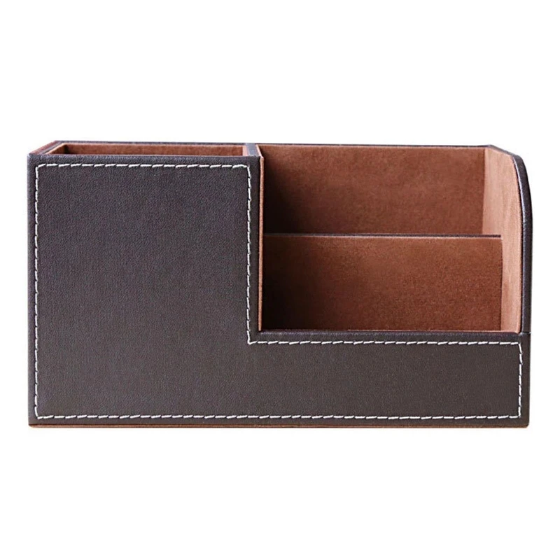 汎用 3 グリッド レザー デスクトップ オーガナイザー ケーブル ストレージ ボックス ホルダー 教室用化粧台 カウンタートップ 寝室用