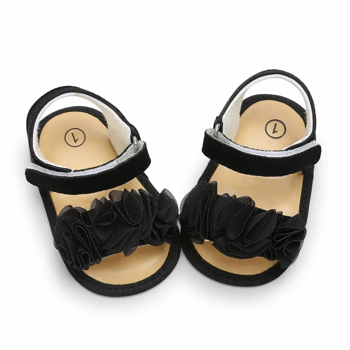 Chaussures d'été pour bébés filles, sandales de jardin en dentelle à bordure florale, semelle en coton anti-ald