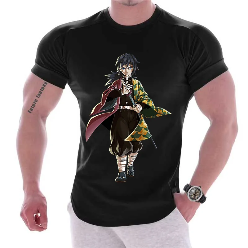 

Ghost Killer Blood Wind Sword Warrior Spirit Combat graphic printed Men's T-shirt Casual collar short sleeve plus size T-shirt