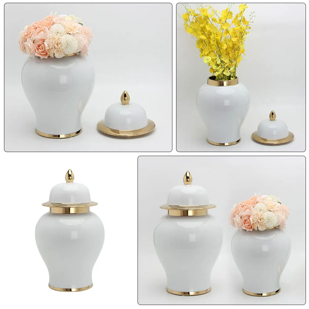 

Ceramic Ginger Pot Tea Storage Decorative Vases for Home Floral Traditional Flower